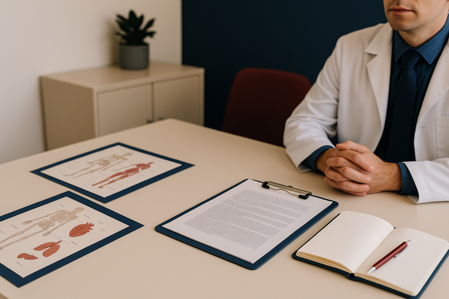 Injured employee speaking with an attorney and a nurse case manager about workers' compensation benefits