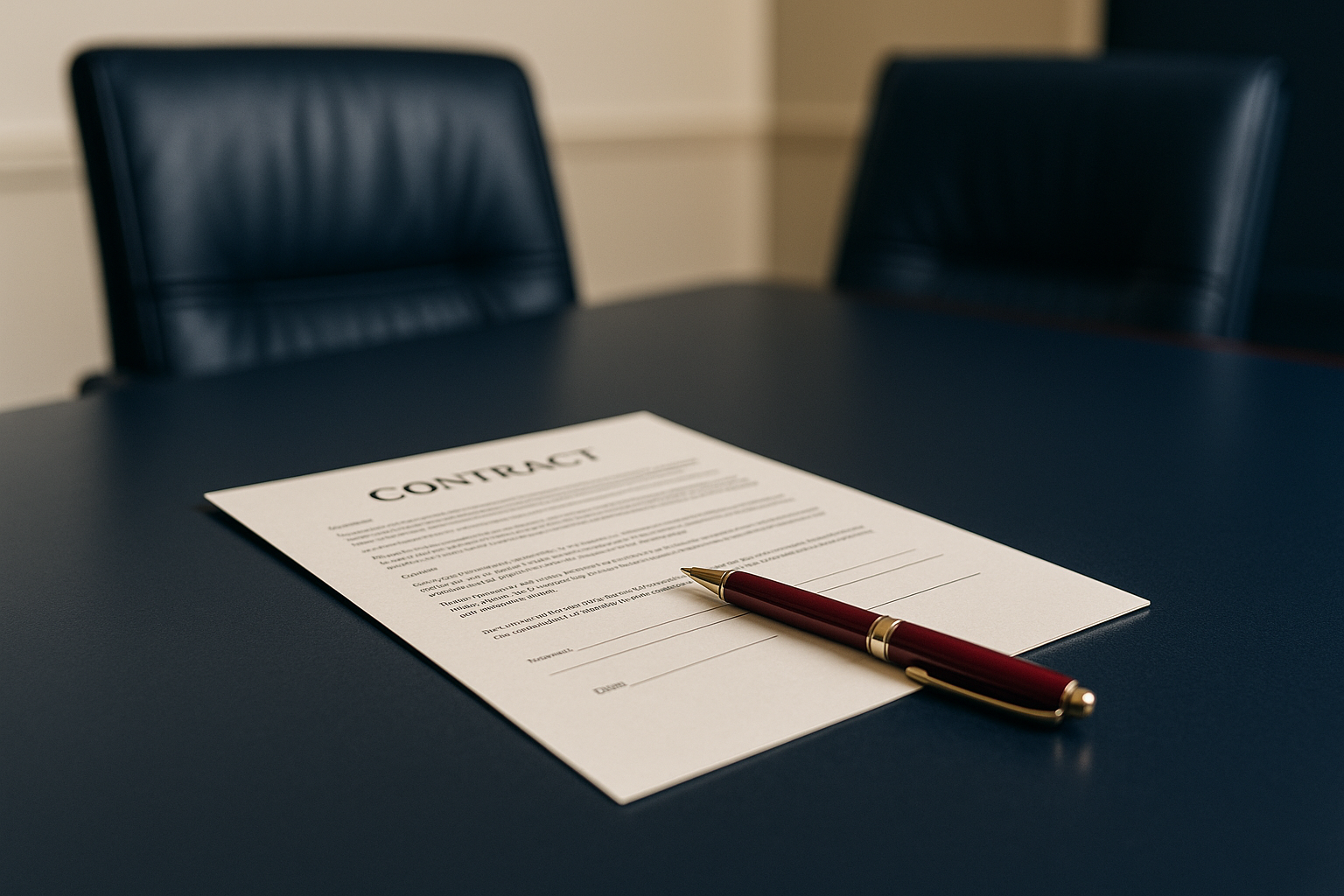 Handshake over a contract on a conference table