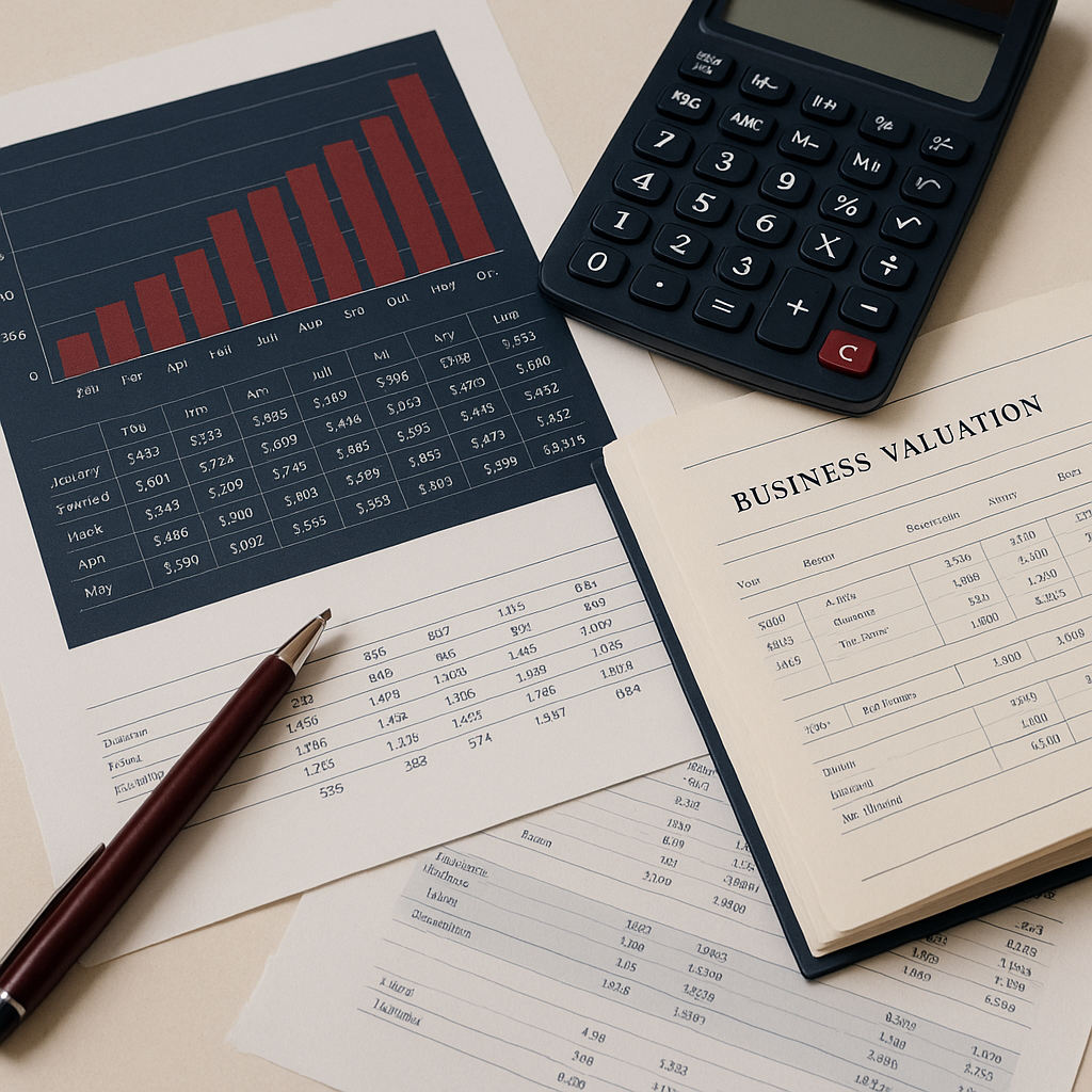 Financial valuation expert analyzing spreadsheets and documents