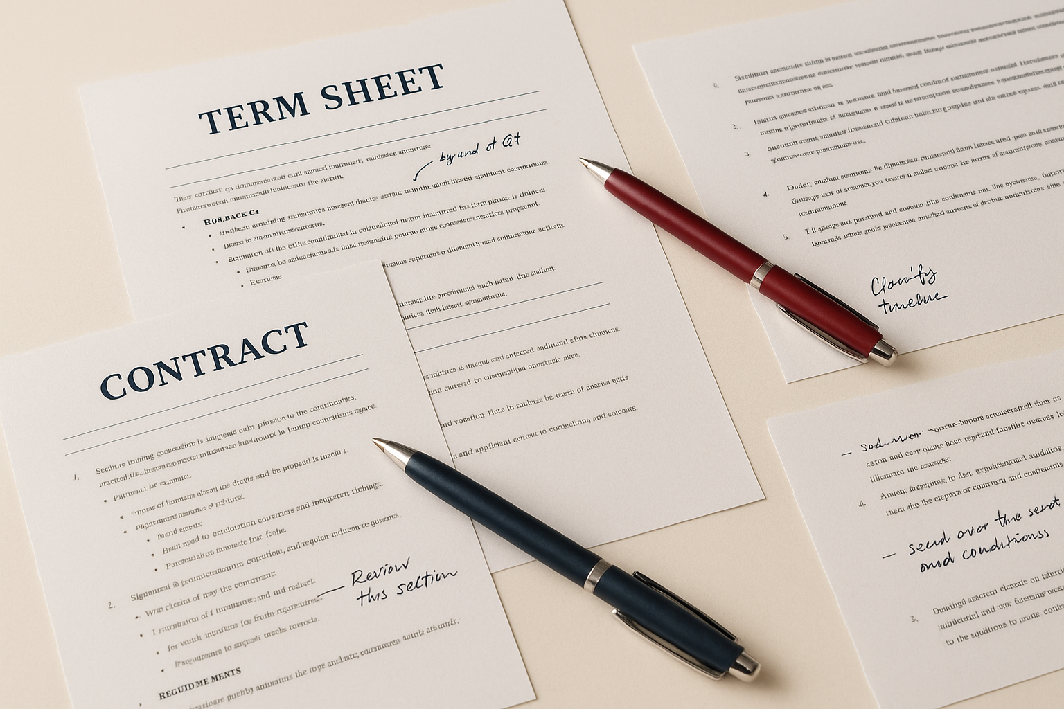 Parties and counsel reviewing a term sheet during mediation