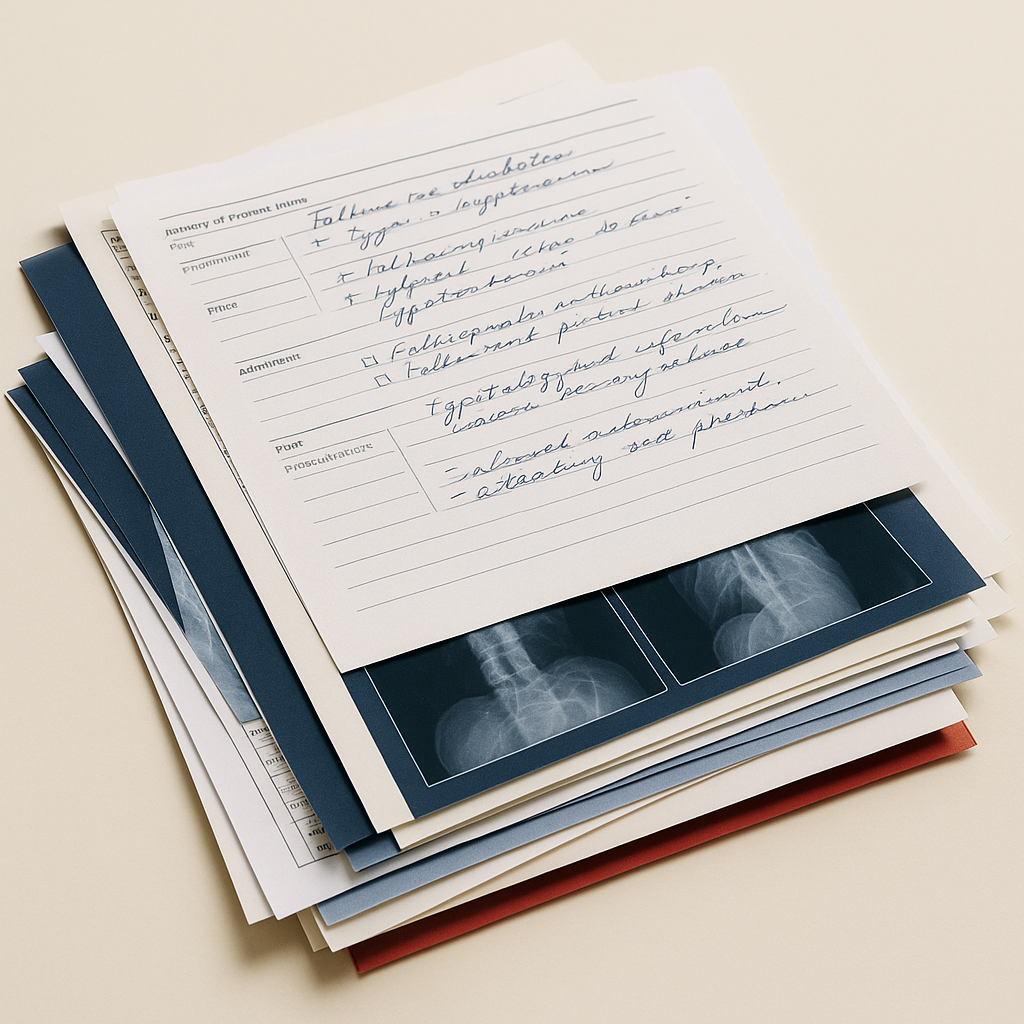 Medical expert reviewing patient records