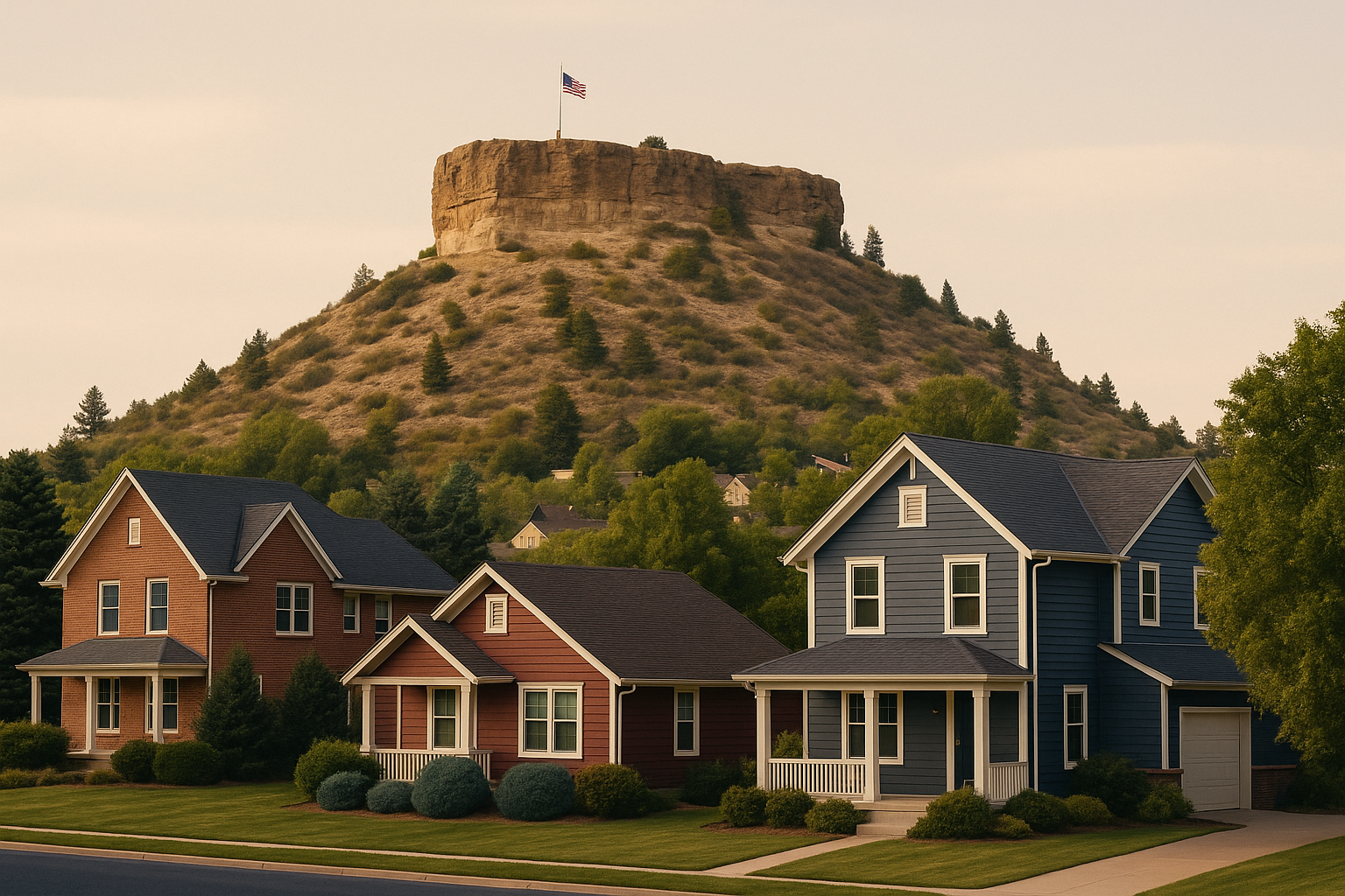 Castle Rock landmark and neighborhood homes representing local estate planning