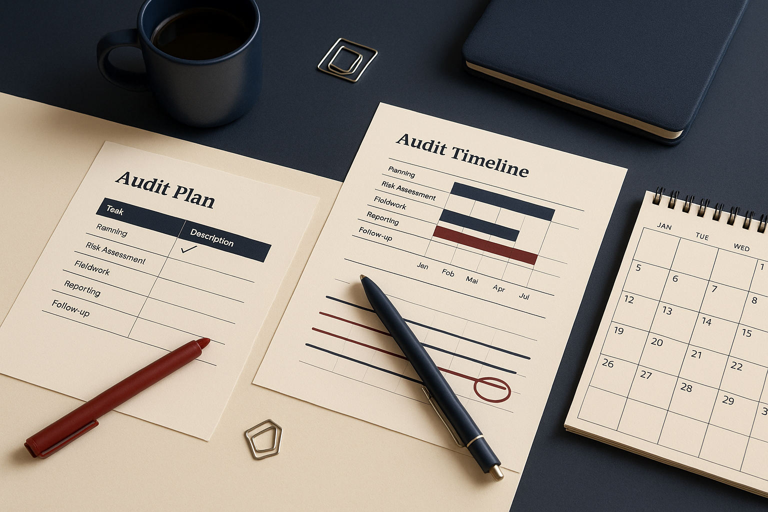 Attorney explaining a step-by-step tax audit plan and timeline to a business owner