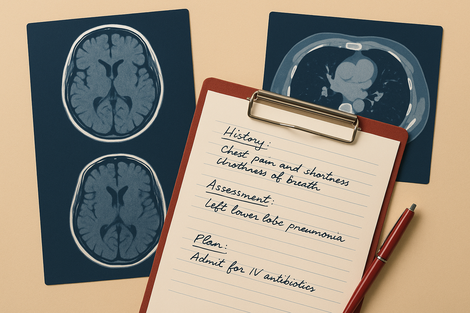 Medical expert and attorney discussing case findings over diagnostic images