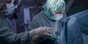 Surgeons in masks during a hospital operation