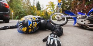 Motorcycle crash scene on a Colorado roadway